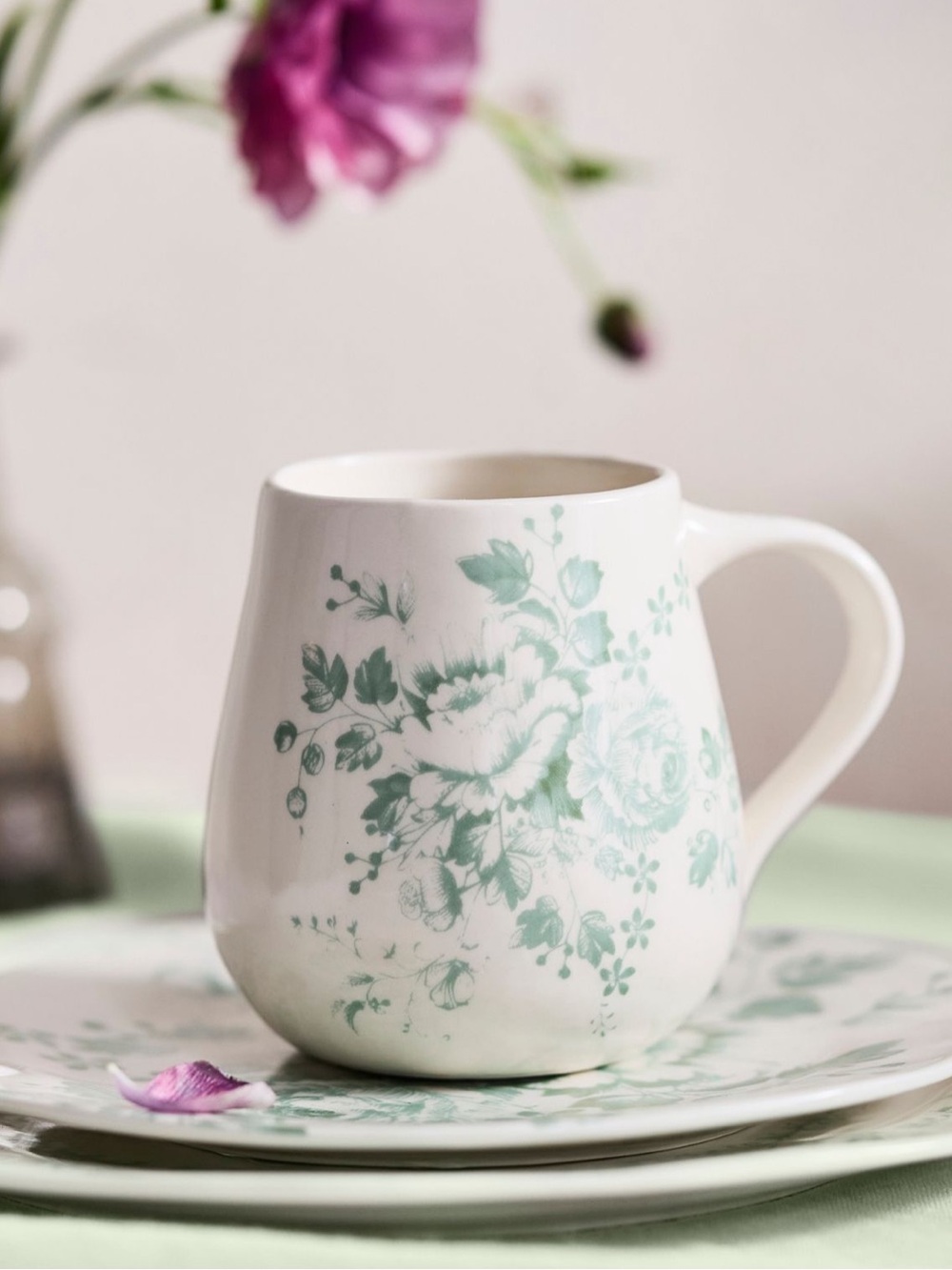 Anthropologie Blooming Transferware Mug